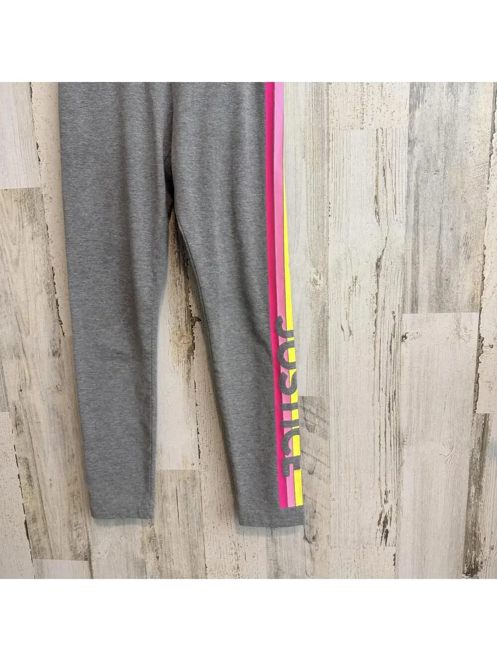 Justice Girls Medium (10) Gray Leggings with Neon Side Stripe Logo